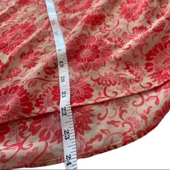 Cabi 5037 Small Vita Pink & Tan Floral Printed Sheer Drape Neck Tank Top Blouse - Picture 5 of 5